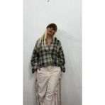 Nunu365com Nunu By Retro Oversize Oduncu Gömlek - Bej - Yeşil