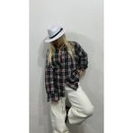 Nunu365com Nunu By Retro Oversize Oduncu Gömlek - Zümrüt Yeşili - Bordo