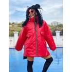 Nunu365com NUNU365 Oversize Şişme Deri Mont - Standart - Kırmızı