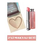 NUNUKO 2li Makyaj Seti Kalpli Highlighter Ve Sihirli Pembe Ruj