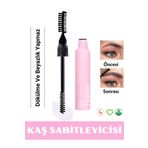 NUNUKO 3'ü 1 Arada Kaş Sabitleyici ve Şekillendirici Kaş Waxı - Pembe Kaş Fırçası,Tarağı Ve Sabitleyici Jel