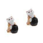 NUOBESTY 2 Adet Peluş kedi kalemlik kedi oyuncak mutfak aletleri sevimli kedi kalemlik yumuşak peluş oyuncak hayvan şekilli kalem tutucu kedi kalem standı kedi heykeli pp pamuk Orange