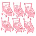 NUOBESTY 6 Adet Küçük Araba Mini Alışveriş Market Arabası Numara Yapmak Mini Alışveriş Sepeti Arabası Metal Sepet Küçük Alışveriş Sepeti Mini Marka Alışveriş Yapmak Pembe Panter Ütü