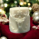 Nur Değirmenci Gallery ND Candle El Yapımı Yılbaşı Temalı Geyik Motifli Soya Mumu - Beyaz - 1 Adet