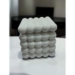 NUR DEĞİRMENCİ GALLERY NDCANDLE El Yapımı Bubble Beton Mumlakta Soya Mum BEYAZ - 1 Adet