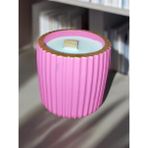 NUR DEĞİRMENCİ GALLERY NDCANDLE Soya Mumu Çizgi Beton Mumlukta El Yapımı -Pembe - Pembe - Beyaz - 1 Adet