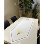 Nur Homing Vazo Runner - 45 x 100 cm - Beyaz - Sarı