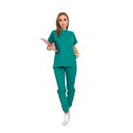 Nur Medikal Giyim Ameliyathane Yeşili Çağla Model Çıt Çıtlı Hakim Yaka Soft Likra Hemşire Doktor Hastane Forma Takım, 2XS