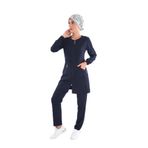 Nur Medikal Giyim Badem Model Soft Likra Fermuarlı Lacivert Cerrahi Doktor Hemşire Üniforma Takım, Kadın, 2XS Beden
