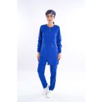 Nur Medikal Giyim Badem Model Soft Likra Fermuarlı Saks Mavi Renk Cerrahi Üniforma Takım - 2XL