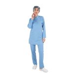 Nur Medikal Giyim Bebe Mavi Sakura Model Tesettür Doktor Hemşire Scrubs Üniforma Takımı, XS Beden