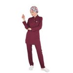 Nur Medikal Giyim Bordo Sakura Model Tesettür Doktor Hemşire Scrubs Üniforma Takımı, XL Beden