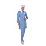 Nur Medikal Giyim Lina Model Bebe Mavi Soft Likra Tesettür Hemşire Doktor Forma Takımı Scrubs, M Beden