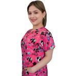 Nur Medikal Giyim Pembe Panda Desenli Likralı Üst Forma