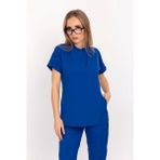 Nur Medikal Giyim Saks Mavi Renk Çıt Çıtlı Hakim Yaka Soft Likra Doktor, Hemşire, Hastane, Nöbet Forma Takım - Sax Soft Mavi - 2XS