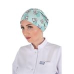 Nur Medikal Giyim Sevimli Tavşan Desenli Tesettür Doktor Hemşire Cerrahi Bone, Turkuaz