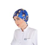Nur Medikal Giyim Tesettür Stars Club Desenli Hemşire Doktor Hastane Cerrahi Bonesi, Koyu Mavi