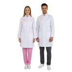 Nur Medikal Giyim Unisex Beyaz Doktor Hekim Hakim Yaka Vizit Önlüğü, Alpaka Kumaş, Uzun Kollu