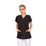 Nur Medikal Giyim Unisex Çapa Desenli Likralı Aşçı Doktor Hemşire Hastane Tek Üst Forma, Siyah, XL