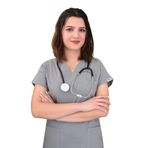 Nur Medikal Giyim Unisex Gri Likralı Doktor Hemşire Cerrahi Scrubs Tek Üst Forma, 2XS Beden