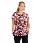 Nur Medikal Giyim Unisex Mickey Mouse Desenli Doktor Hemşire Cerrahi Tek Üst Forma, Pudra, 2XS