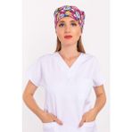 Nur Medikal Giyim Unisex Neşeli Mod Desenli Cerrahi Bone Hemşire Doktor Saç Bone - Pembe