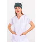 Nur Medikal Giyim Unisex Ördek Başı Yeşili Kalp Ritim Desenli Hemşire Cerrahi Bone