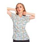 Nur Medikal Giyim Unisex Panda Ayı Kardeşler Desenli Doktor Hemşire Hastane Veteriner Scrubs Tek Üst Forma, XL Beden, Karışık Renkli