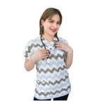 Nur Medikal Giyim Unisex Renkli Zigzag Desen Tek Üst Forma, XS Beden