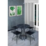 NUR METAL Alara 80x80 Tel Sandalye Takımı 4 Kişilik Mutfak Masası - Yemek Masası - Cafe Masası - Siyah Mermer