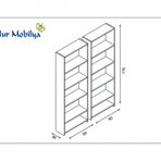 Nur Mobilya Yağmur 2li Kitaplık Arkalıksız Model Ceviz