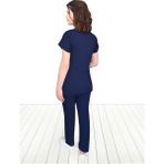 Nur Ortopedi Kadın-Erkek Lacivert Likralı Alt Üst Forma Takım Scrubs - 2XS