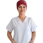 Nur Ortopedi Unisex Bordo Kalp Ritim Nakışlı Cerrahi Bone Doktor Hemşire Saç Bone
