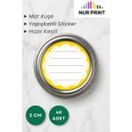 Nur Print 48 Adet Yuvarlak Kavanoz Kapağı Etiketi 5 Cm, Kuşe Kağıt, Reçel, Bal, Konserve Stickerı
