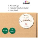 Nur Print Kişiye-Isme Özel Yuvarlak Bebek Etiketi, Yapışkanlı Parlak Kuşe Kağıt Sticker, Hoşgeldin Bebek, Doğum Günü - 4 cm