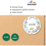Nur Print Kişiye-Isme Özel Yuvarlak Erkek Bebek Etiketi, Yapışkanlı Parlak Kuşe Kağıt Sticker, Hoşgeldin Bebek, Doğum Günü - 3 cm