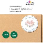 Nur Print Kişiye-Isme Özel Yuvarlak Erkek Bebek Etiketi, Yapışkanlı Parlak Kuşe Kağıt Sticker, Hoşgeldin Bebek, Doğum Günü - 4 cm