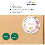 Nur Print Kişiye-Isme Özel Yuvarlak Kız Bebek Etiketi, Yapışkanlı Parlak Kuşe Kağıt Sticker, Hoşgeldin Bebek, Doğum Günü - 4 cm