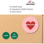Nur Print Yapışkanlı Sticker Etiket Teşekkür Stickerı Teşekkür Kartı Hediye ve Paket Için Teşekkür Yapışkanlı Etiket Siparişiniz Için Teşekkürler - 5 cm - Model6