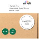 Nur Print Yapışkanlı Sticker, Yuvarlak Etiket Çap 4 Cm, Parlak Kuşe Siparişiniz ve Desteğiniz Için 'teşekkürler'