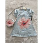 Nurcan Bebe Çantalı Elbise - Mavi - 6 Yaş