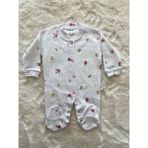 Nurcan Bebe Çiçekli Patikli Raporlu Düğmeli Tulum - Beyaz - 3 Ay