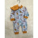 Nurcan Bebe Fermuarlı Dinozorlu Tulum - 1 Yaş - Turuncu
