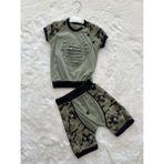 Nurcan Bebe Kamuflaj İkili Şortlu Takım - 3 Ay - Haki