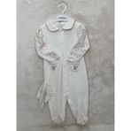 Nurcan Bebe Kaniviçe Desen Patikli Tulum - 3 - 6 Ay - Ekru