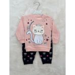 Nurcan Bebe Kedi Desenli Tulum - 9 - 12 Ay - Somon