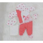 Nurcan Bebe Kuğu Kız Bebek Hastane Çıkış Seti Z428 6'lı - Kırmızı - Yenidoğan