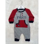 Nurcan Bebe Paris Baskılı Kangru Cepli Patiksiz U.kollu Tulum - Kırmızı - 3 Ay