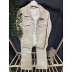 Nurcan Bebe Taşlı Gabardin Kot 3 Lü Takım(9-10-11-12 Yaş) - Krem - 9 Yaş
