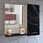 Nurcelant Aynalı Raflı Banyo Dolabı 60 cm Mdf Bej Siyah
